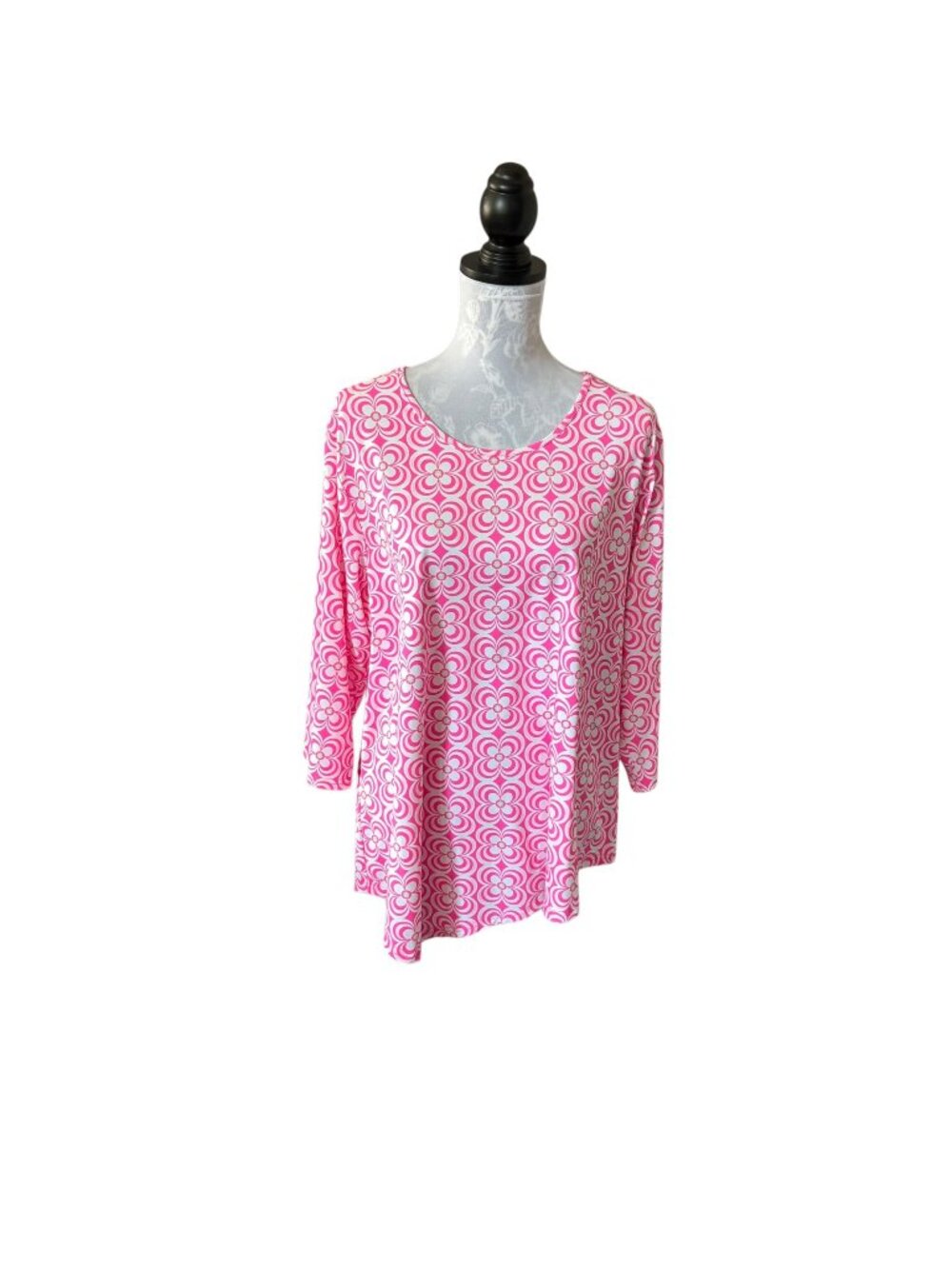 Lulu-B Womens Long Sleeve Pink Colorful UPF 50+ Shirt Top Size 1X